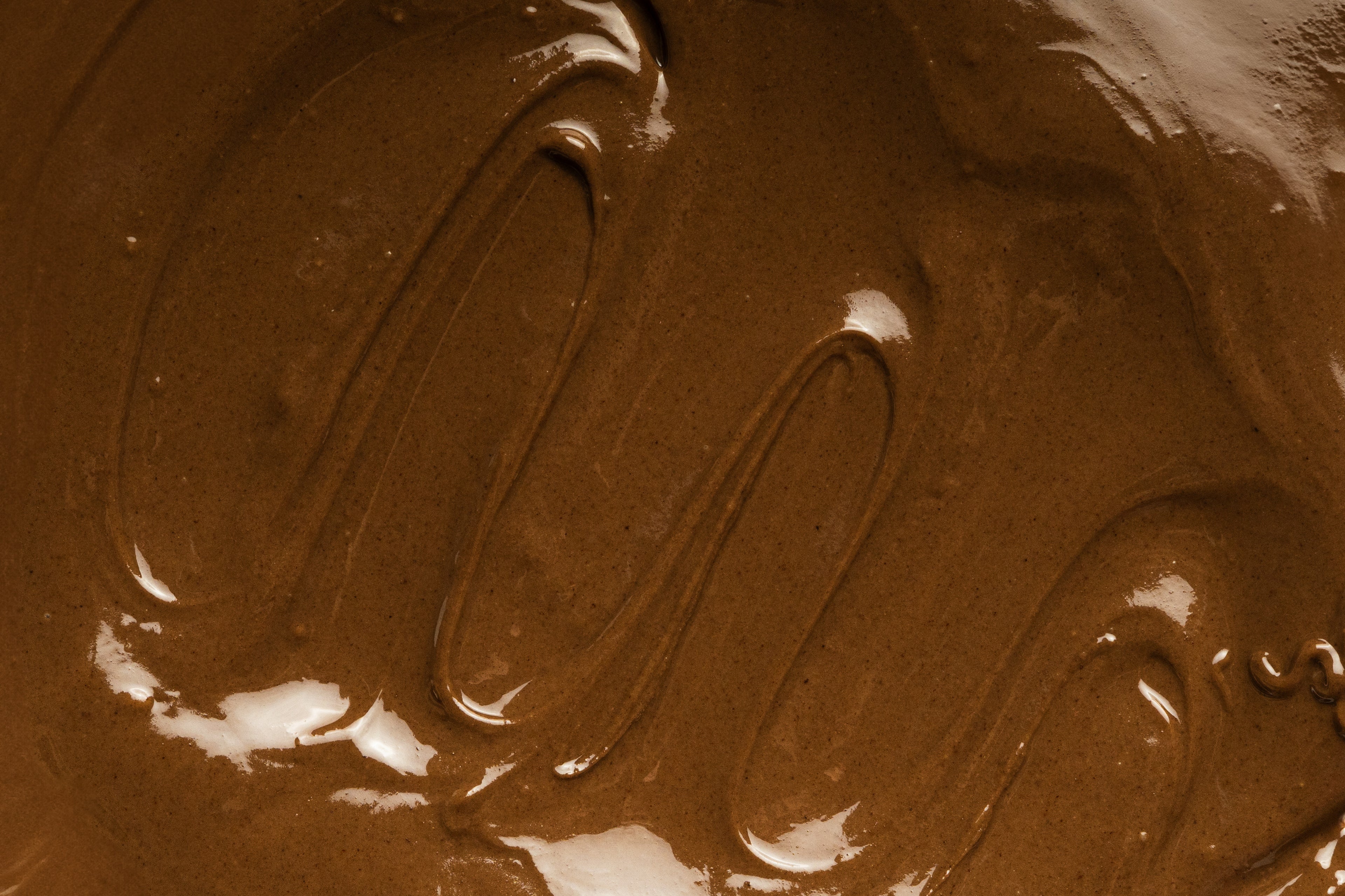 Close-up of our hazelnut milk chocolate spread with a marbled pattern