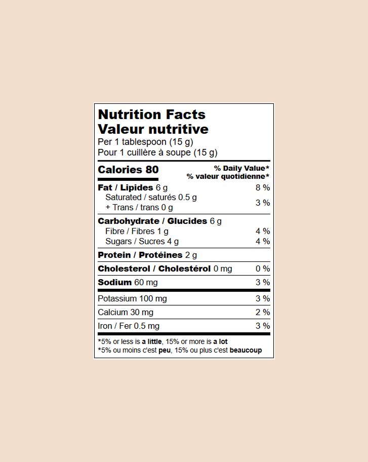 Aupralin hazelnut milk chocolate spread - nutrition facts
